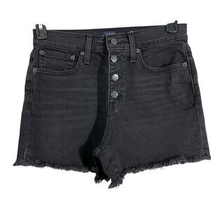 Madewell Black Denim High‎ Rise Short Size 26 Button Fly Preppy Summer Beach